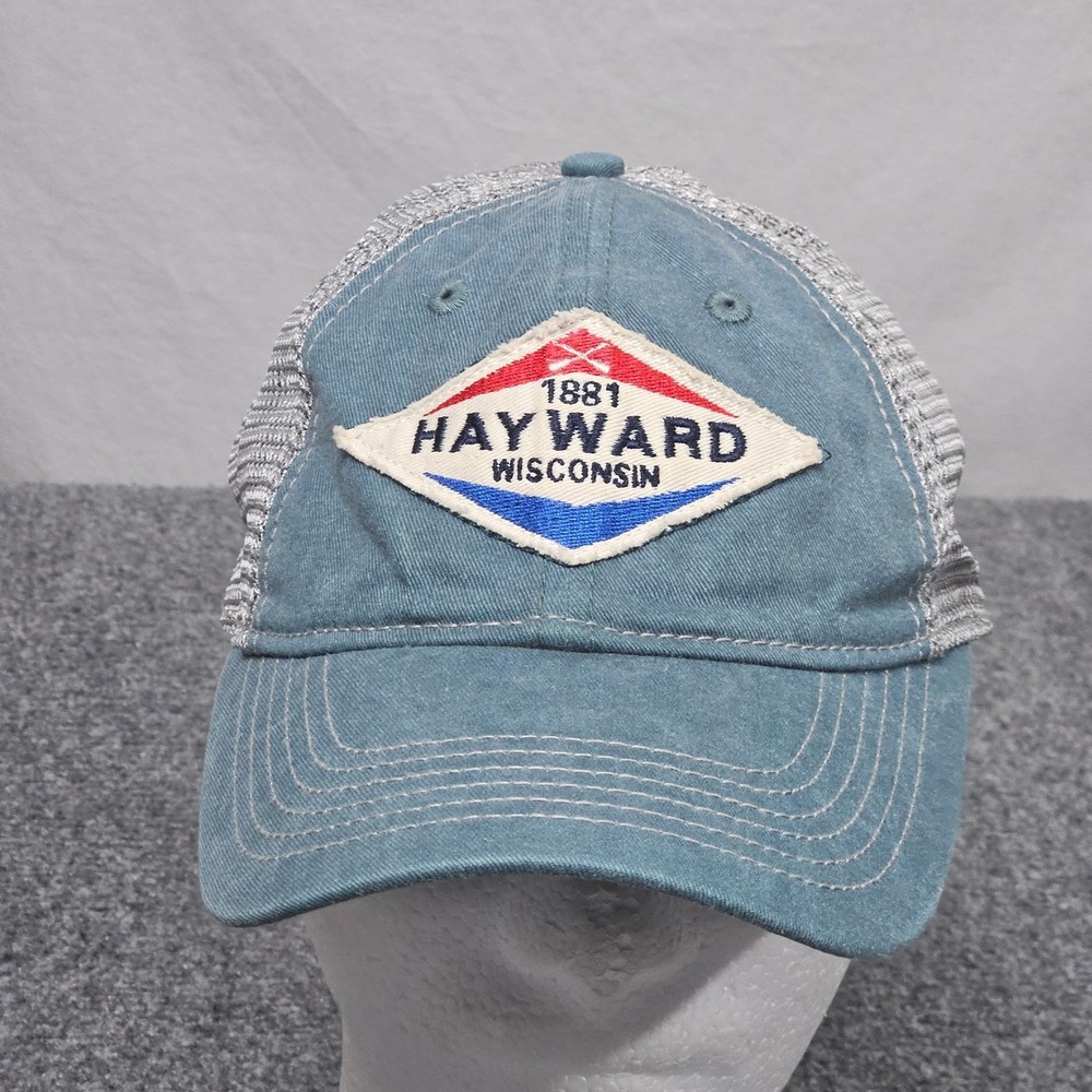 Hayward Wisconsin Trucker Hat Blue Cabin Farmcore Mesh Rural Snapback Travel Cap